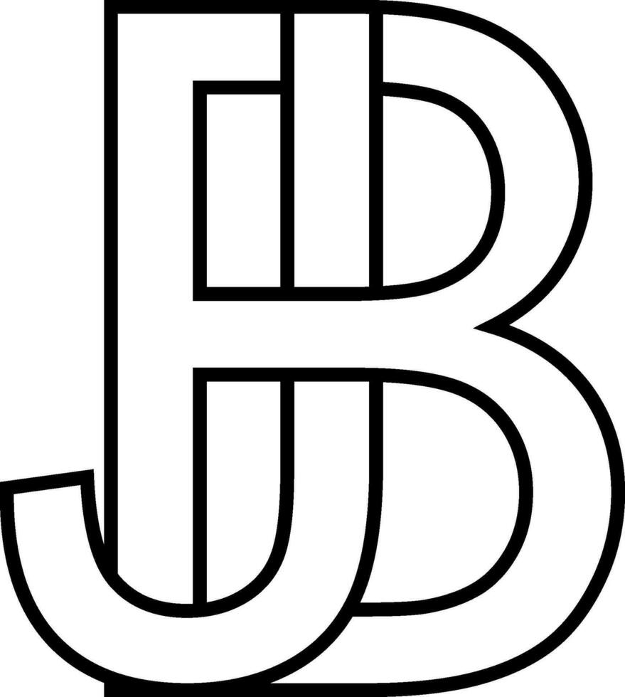 Logo sign bj, jb icon sign two interlaced letters b, j vector