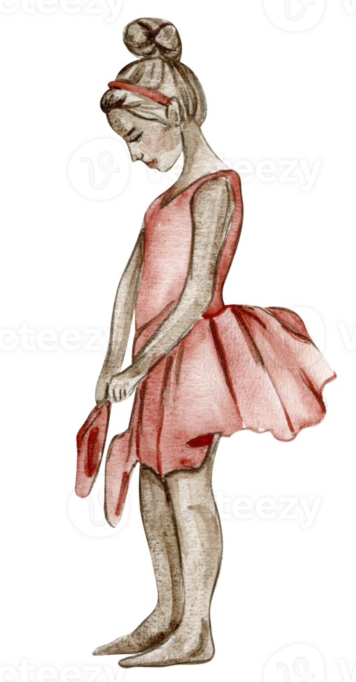 Aquarell Ballerina Mädchen im Rosa Kleid. png