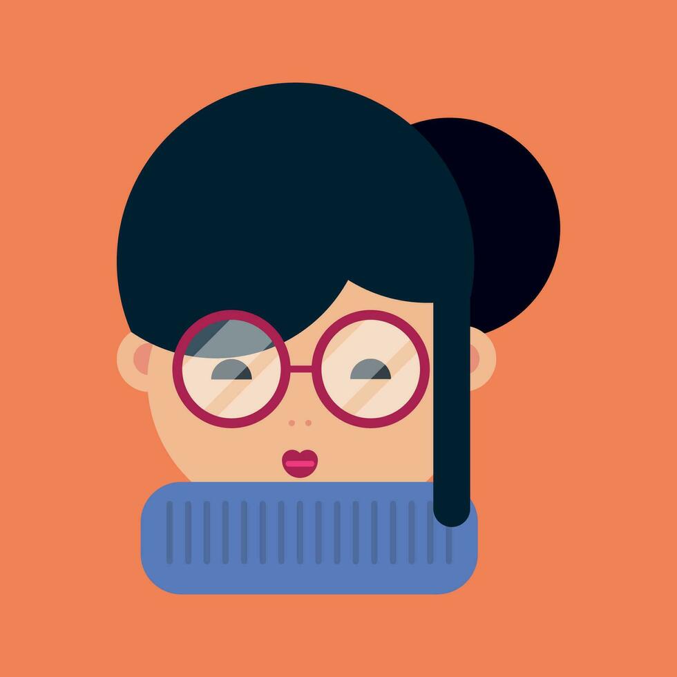 an illustration of a woman with glasses and a scarf vector