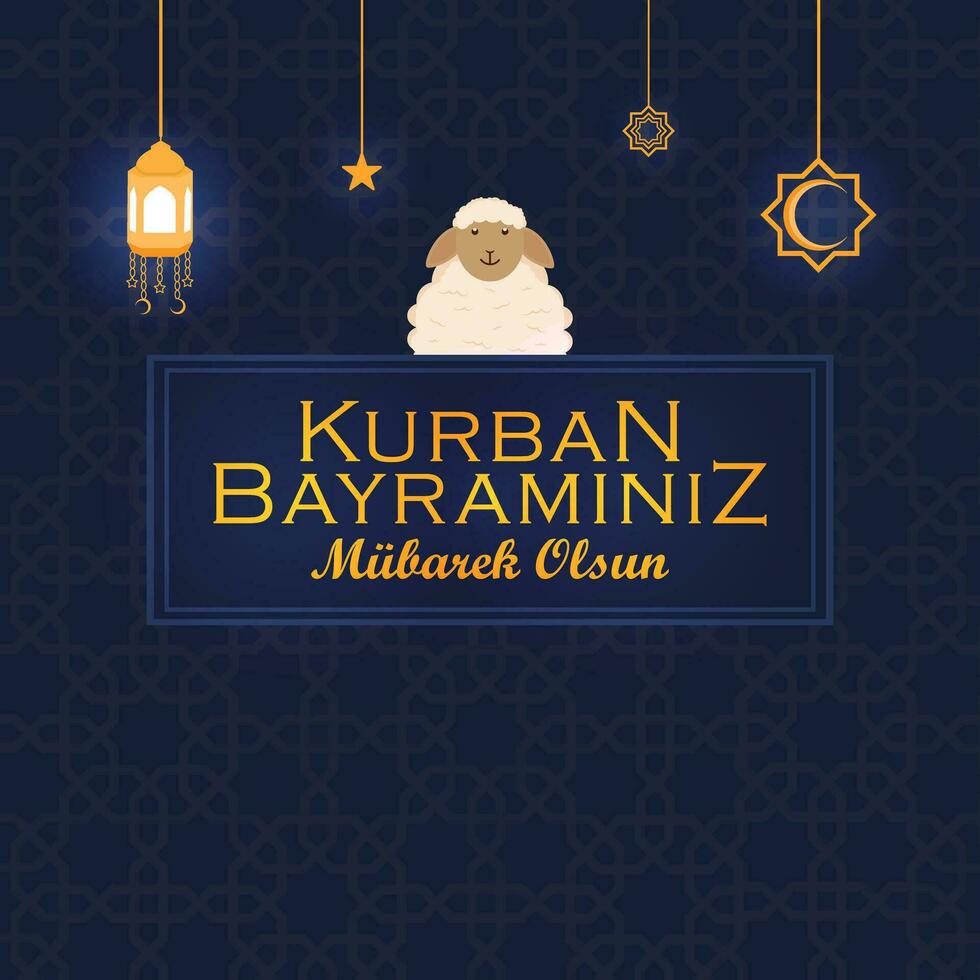 kurban bayraminiz mubarek olsun traducción, eid al-adha mubarak. santo dias de musulmán comunidad vector