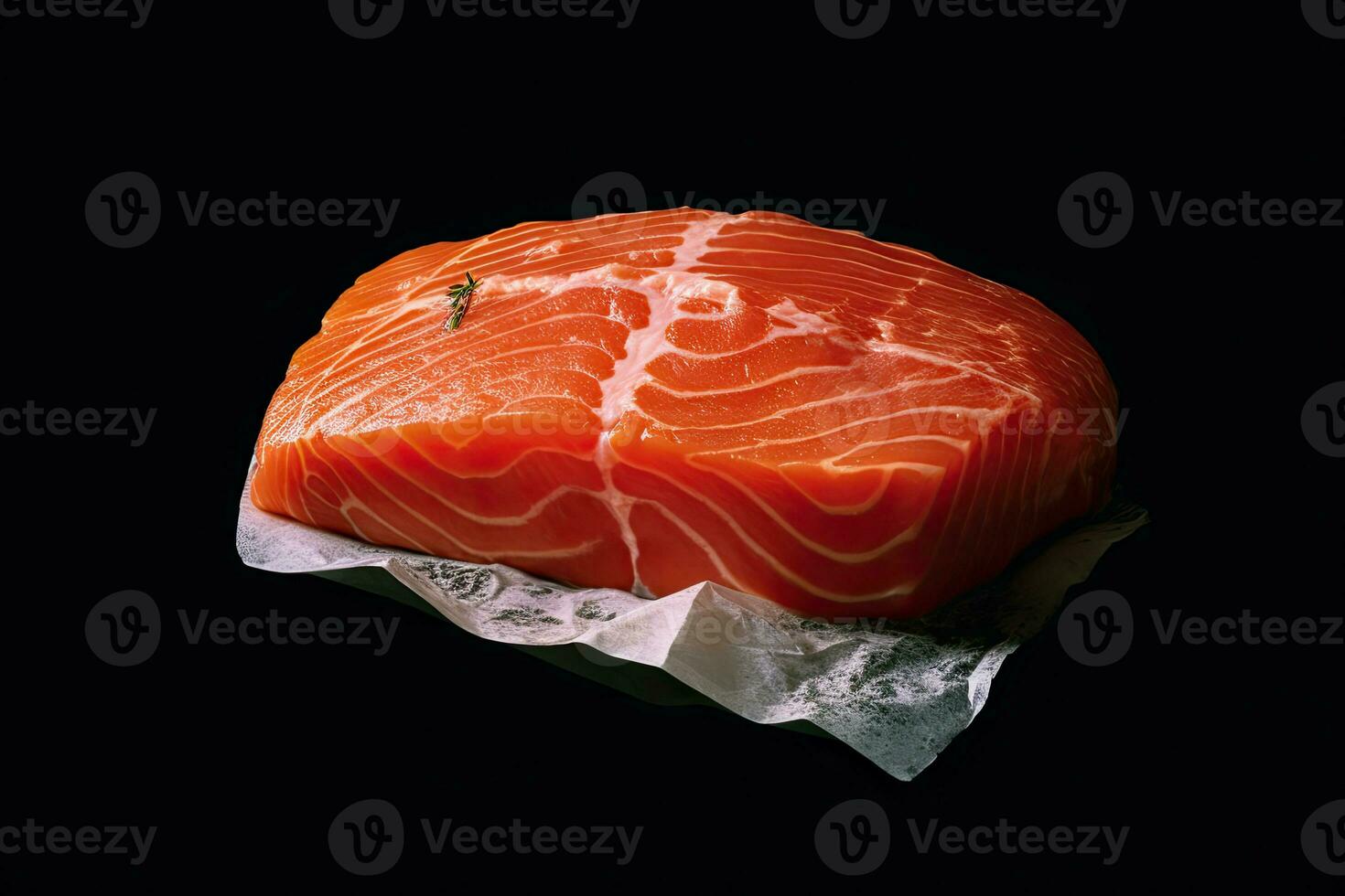 Raw salmon Steak bonefire Generative AI photo