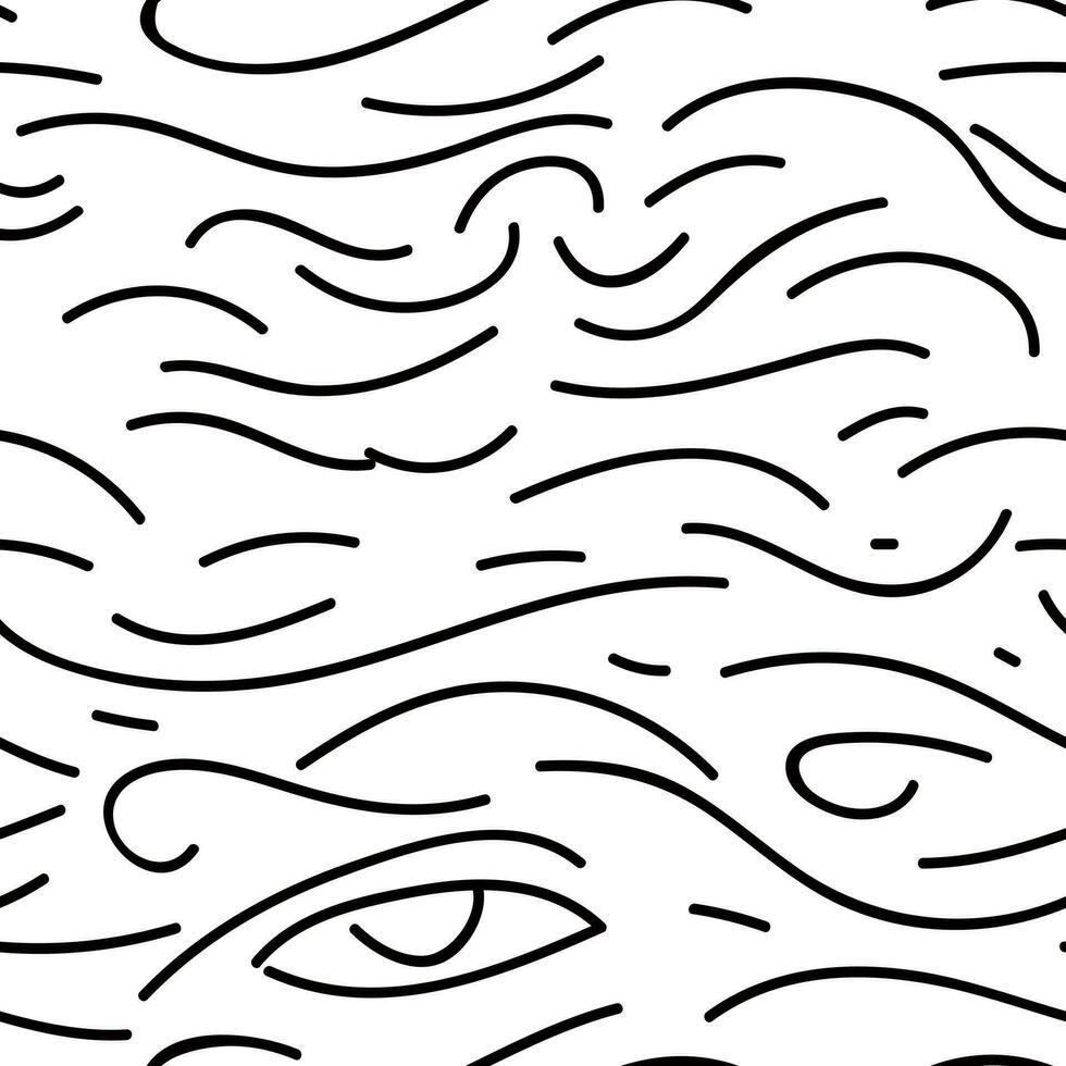 a black and white seamless patter of waves and a wavy lines vector