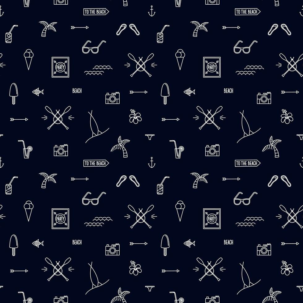Seamless summer beach and sea vacation pattern vector
