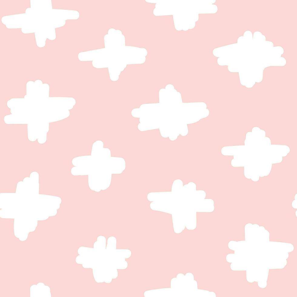 a pink and white pattern with white clouds vector