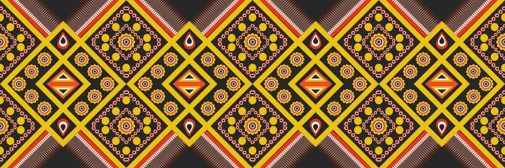 Seamless pattern, traditional ethnic pattern on black background, Aztec abstract vector pattern