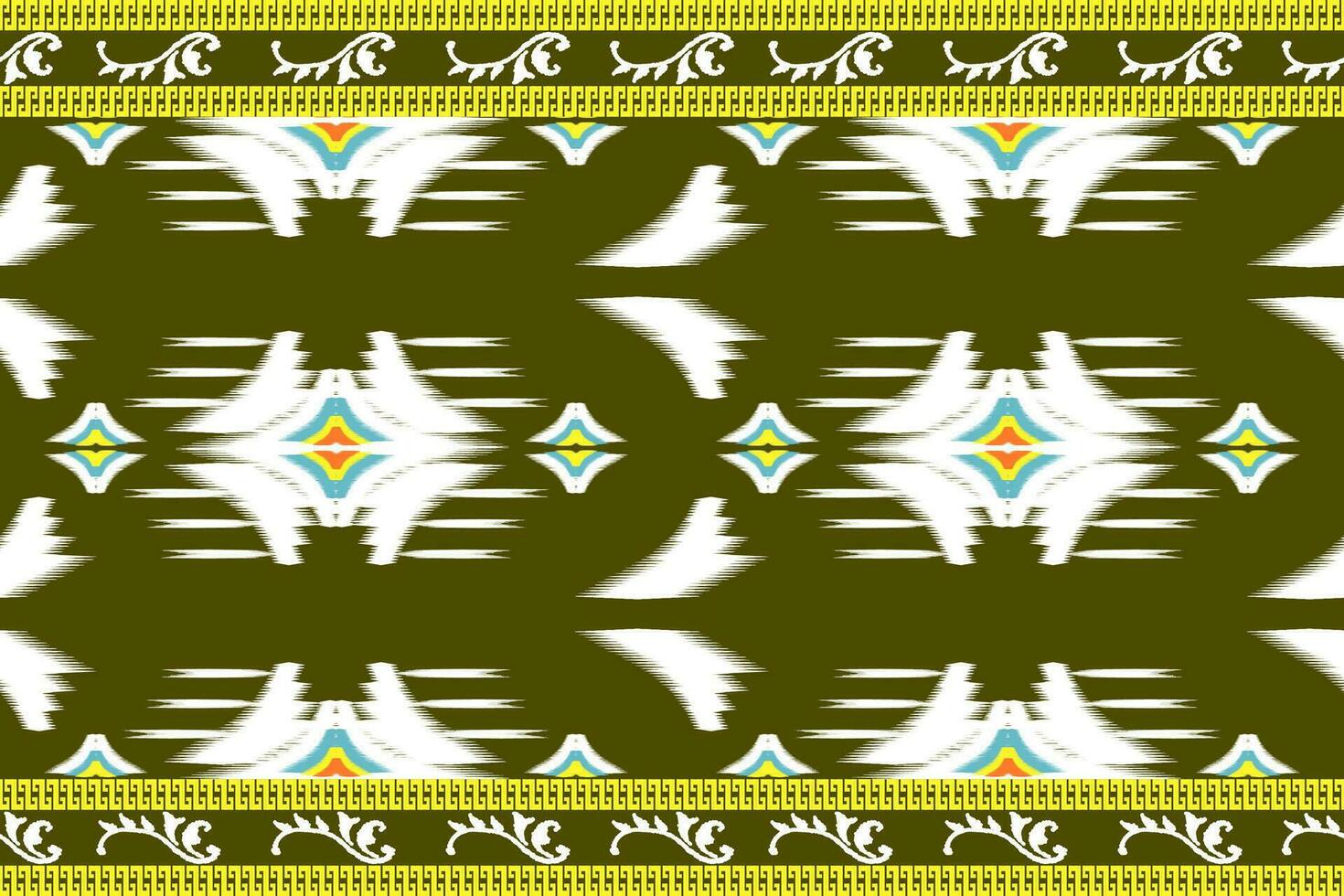 Beautiful ikat art. Ethnic Seamless pattern in tribal, folk embroidery, and abstract art. Aztec geometric chevron ornament print. Design for carpet, wallpaper, clothing, wrapping, fabric. vector