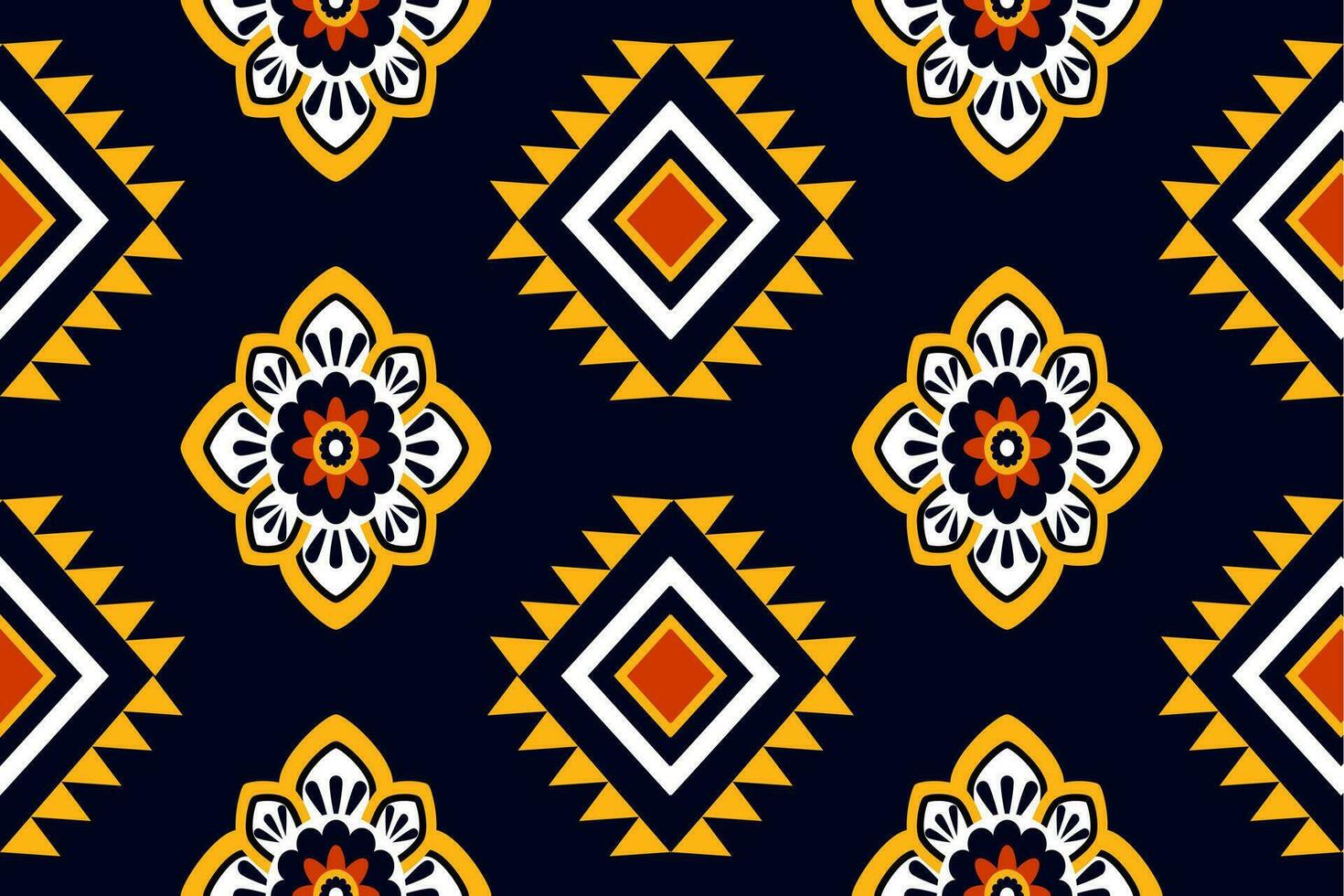 amarillo vistoso flor modelo cheurón Arte diseño gente bordado azteca geométrico Arte huellas dactilares diseño para alfombra, fondo de pantalla, ropa, envoltura, paño, cubrir, negro antecedentes vector