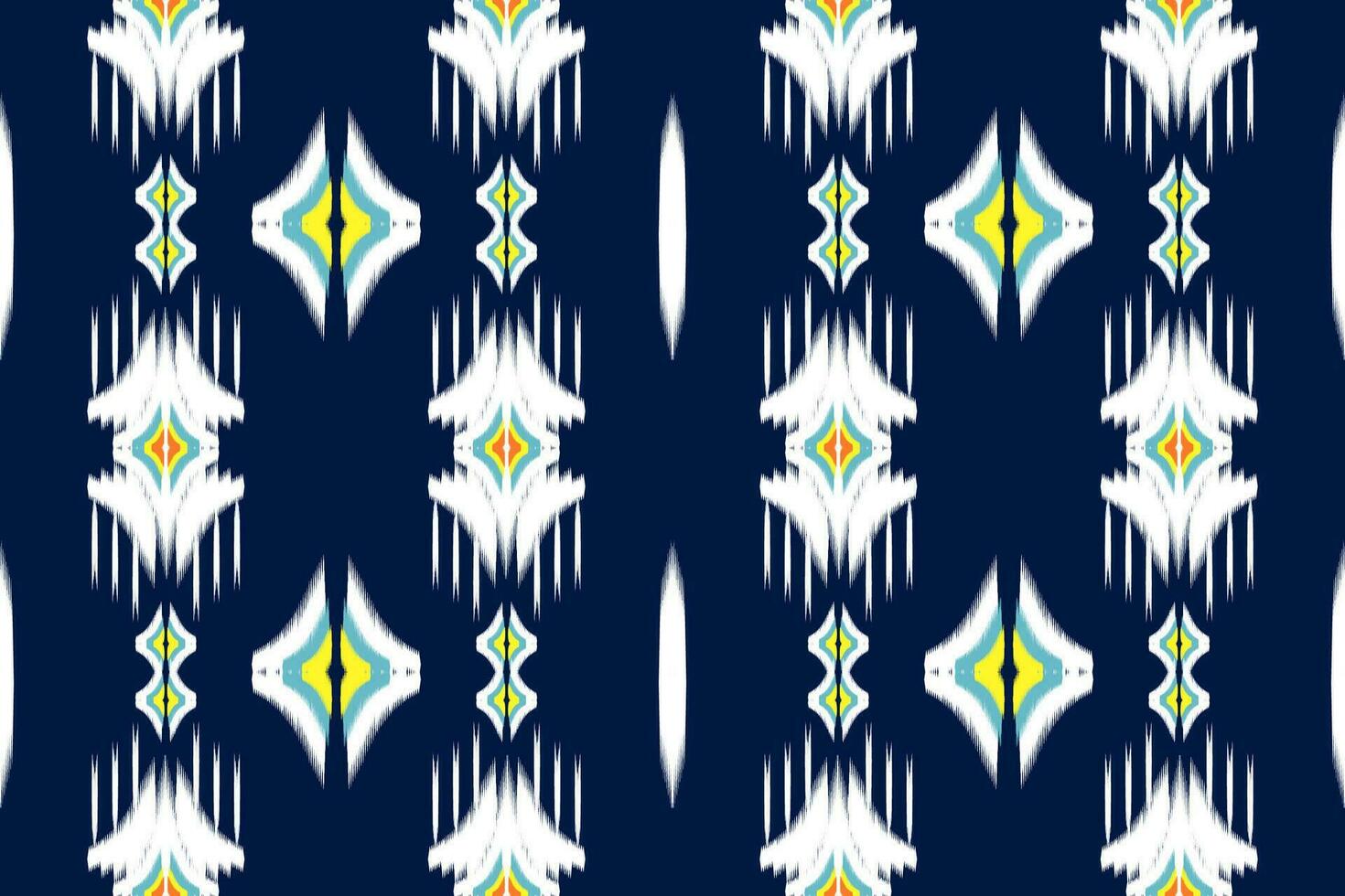 Seamless pattern of Ikat Paisley, traditional seamless pattern, dark blue background, Aztec style, embroidery, abstract, vector, design illustration for texture, fabric, print. vector