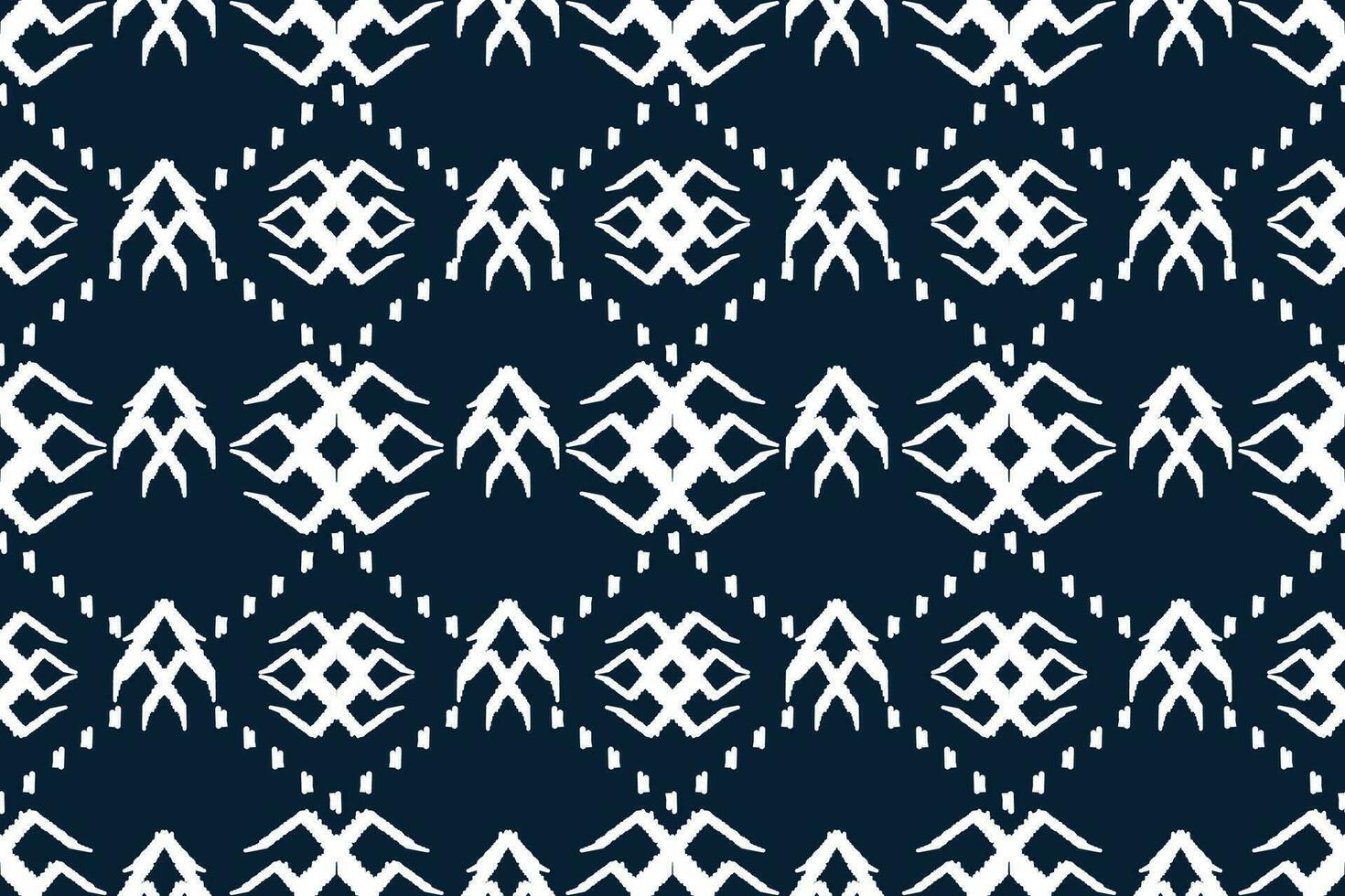 abstract ikat art seamless pattern Elephant embroidery on a blue background aztec geometric art print design for rugs, wallpapers, clothing, wraps, fabrics, covers, textiles vector