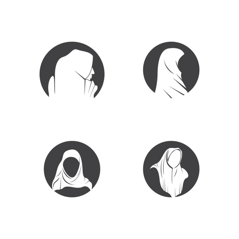 hijab mujer silueta icono y símbolo vector