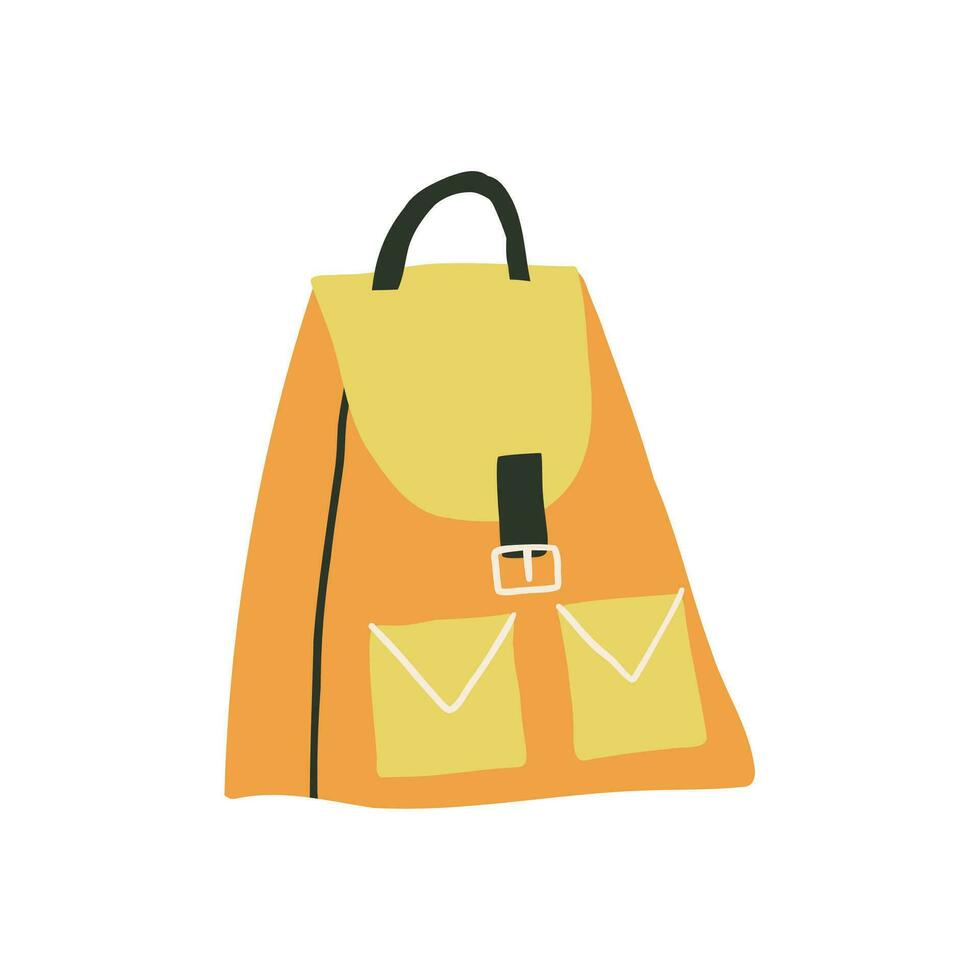 hand drawn school bag. vector illustration in flat style.