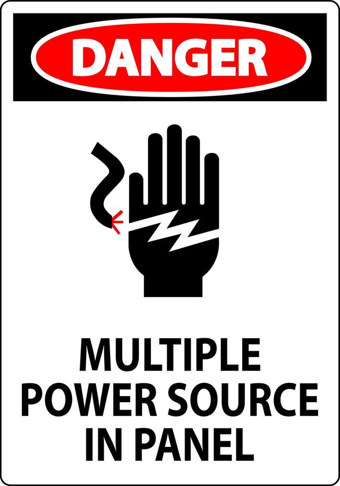 Danger Sign Multiple Power Source In Panel vector