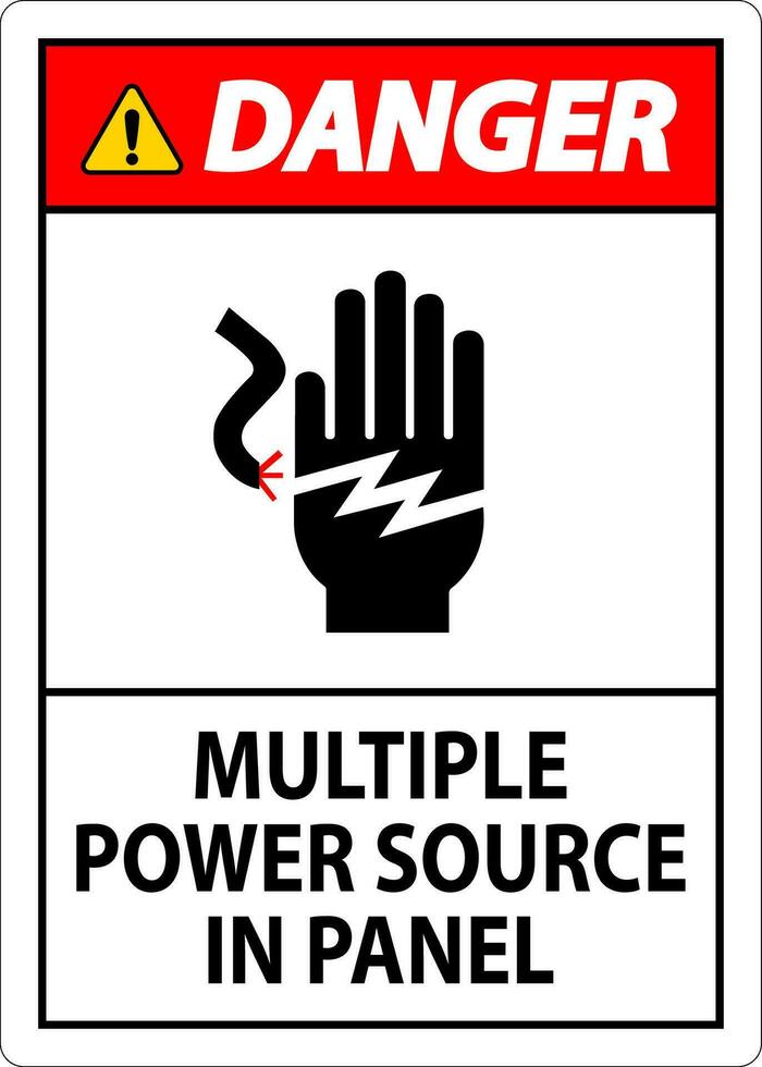 Danger Sign Multiple Power Source In Panel vector
