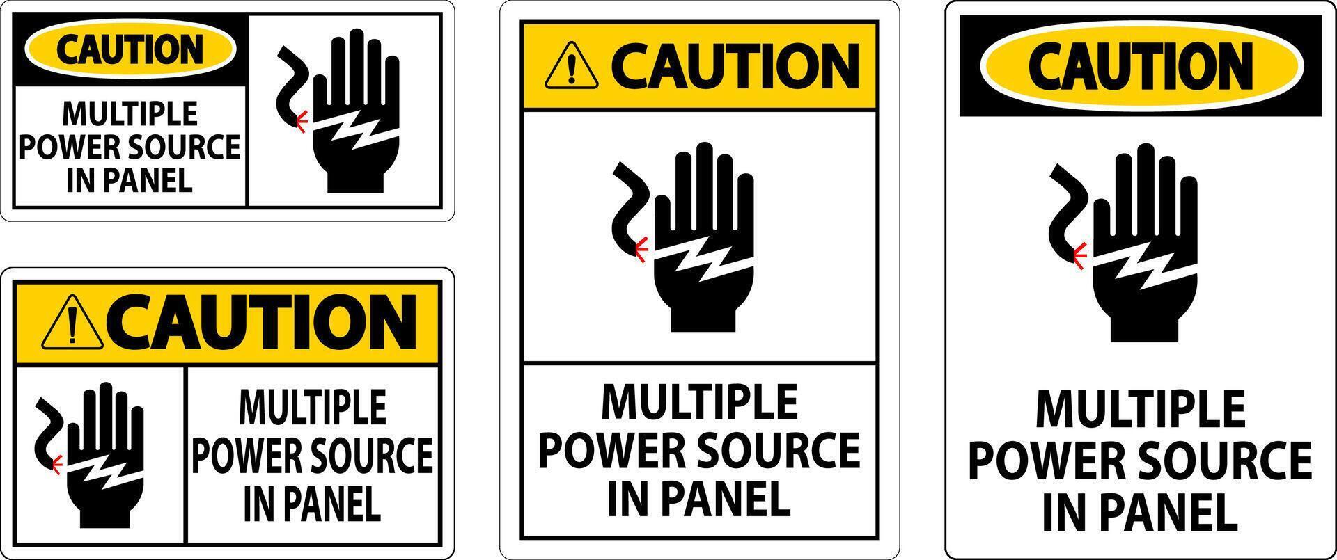 precaución firmar múltiple poder fuente en panel vector