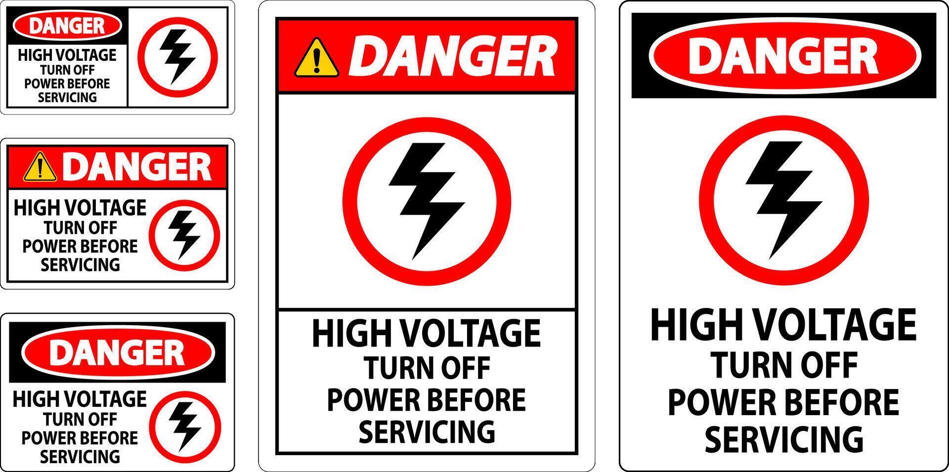 Danger Sign High Voltage - Turn Off Power Before Servicing vector