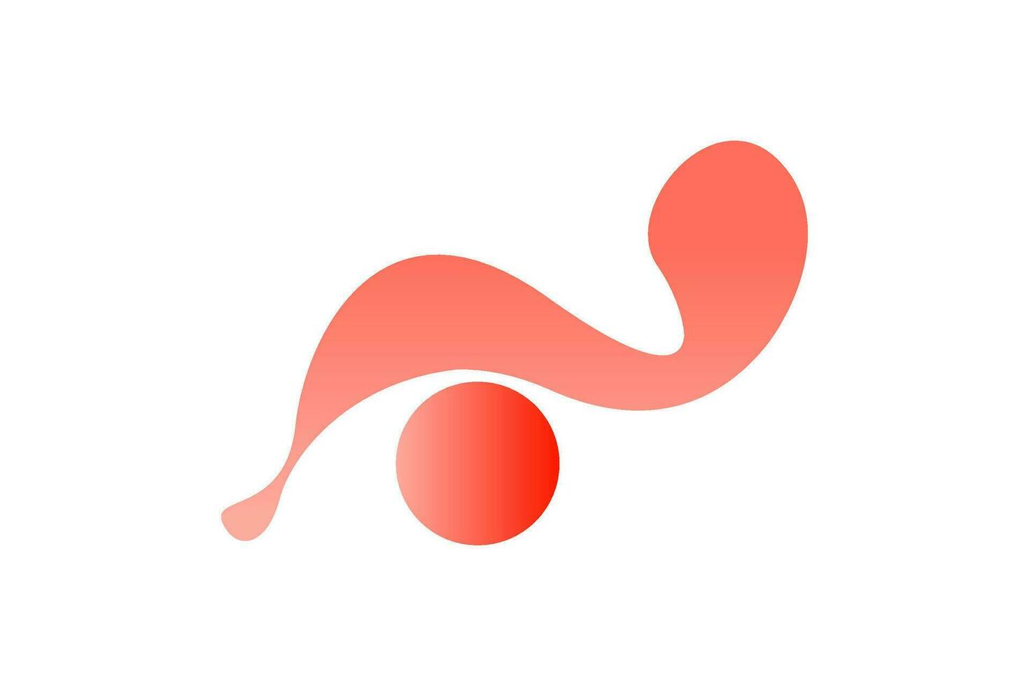 a red and white logo with a wave shape vector