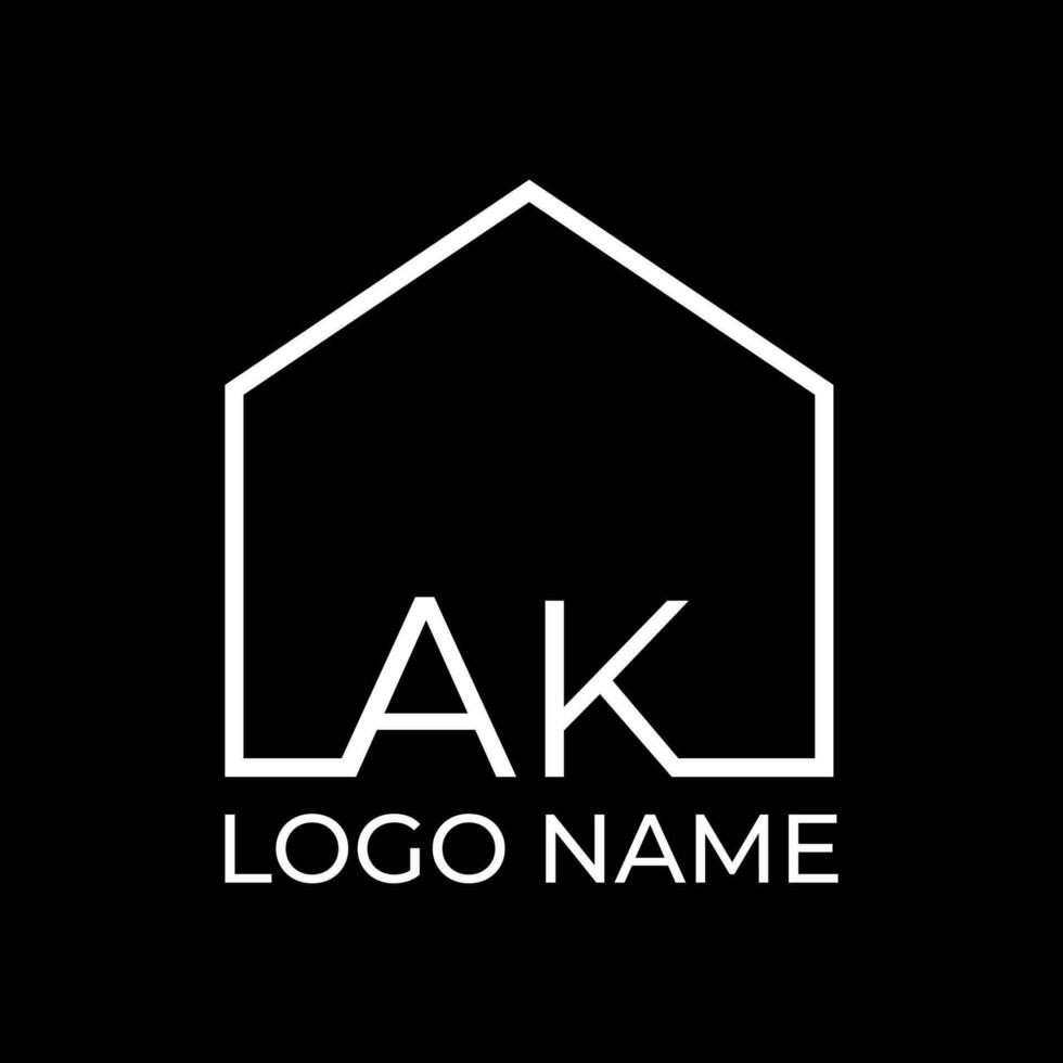 AK initial letter house symbol logo concept vector