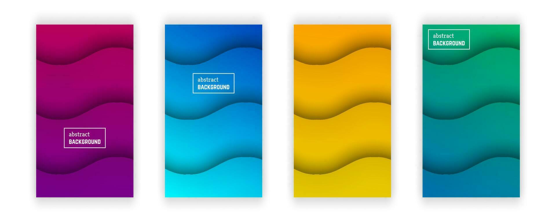 Abstract minimal wave geometric background.  Set of four wave layer shape for banner, templates, cards. Vector illustration.