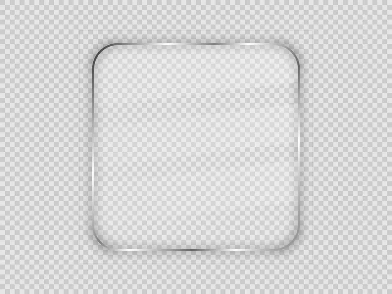 Glass plate in rounded square frame isolated on background. Vector illustration.