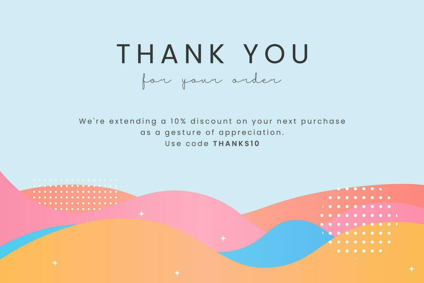 Thank you for your ORDER, printable vector illustration. Business thank you customer card, creative graphic design template. Soft watercolor background, calligraphy script text, business card.