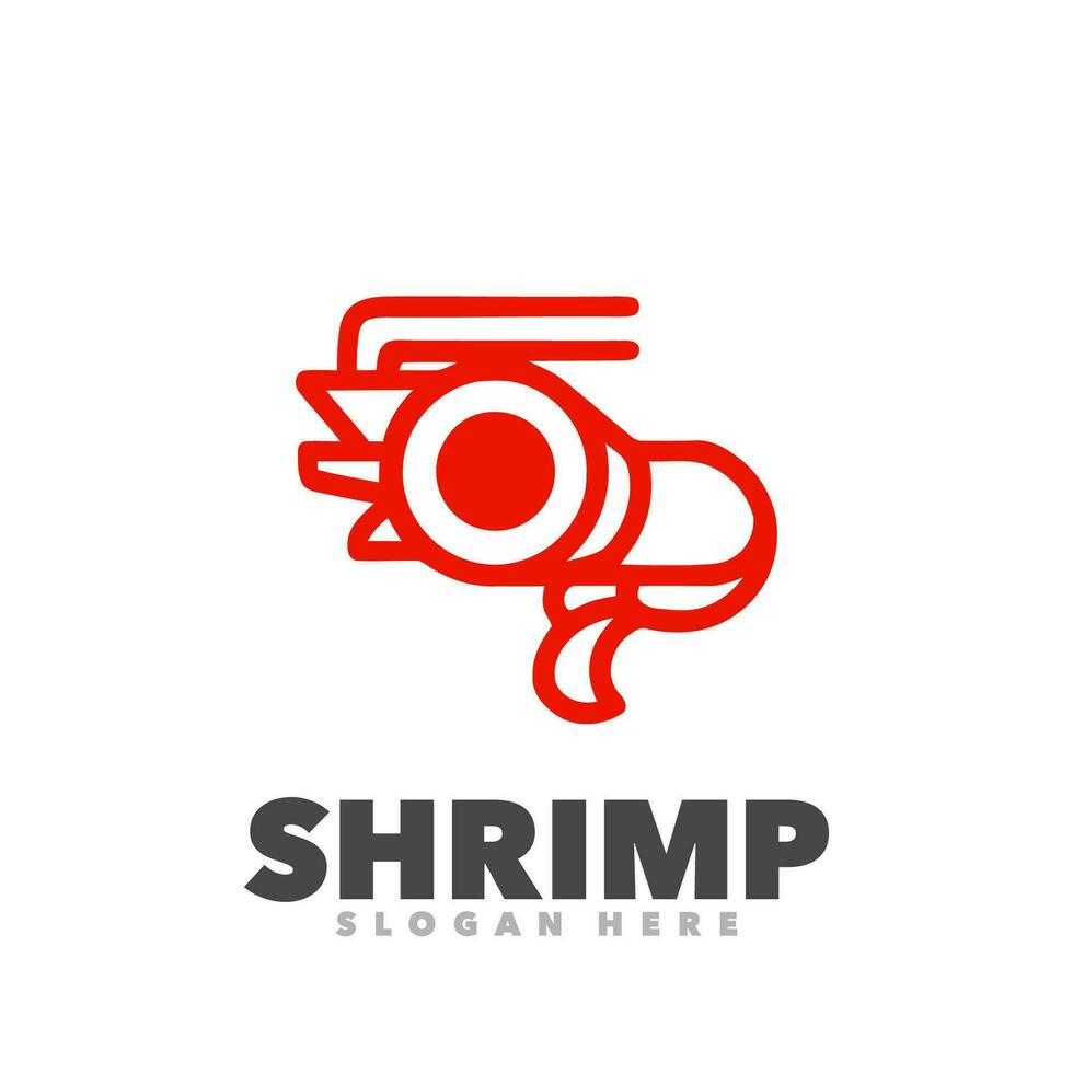 Shrimp red line logo vector