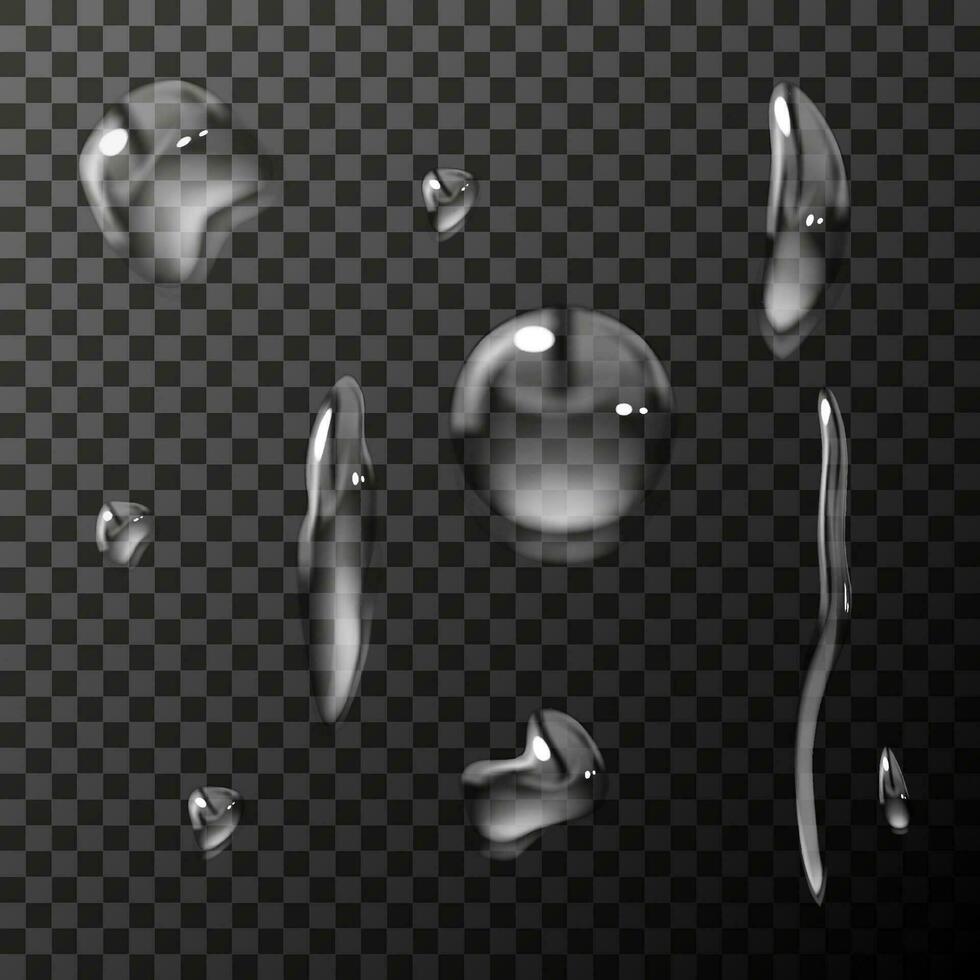 Realistic water droplet, liquid, condensate vector illustration
