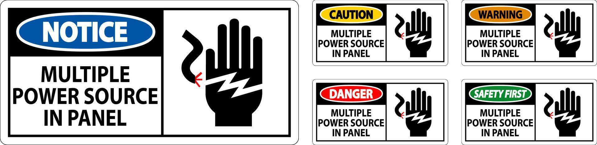 Danger Sign Multiple Power Source In Panel vector