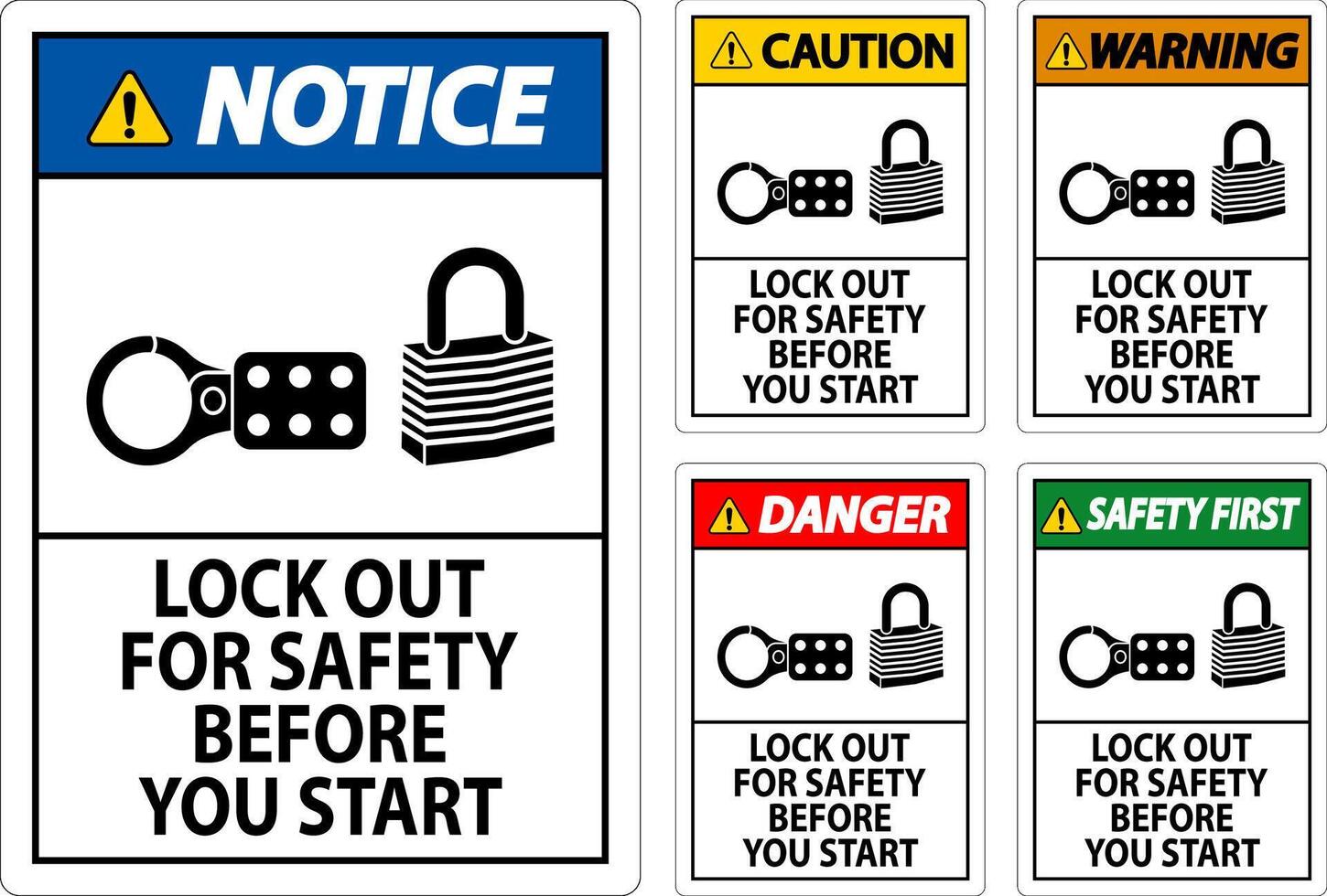 Caution Sign, Lock Out For Safety Before You Start vector