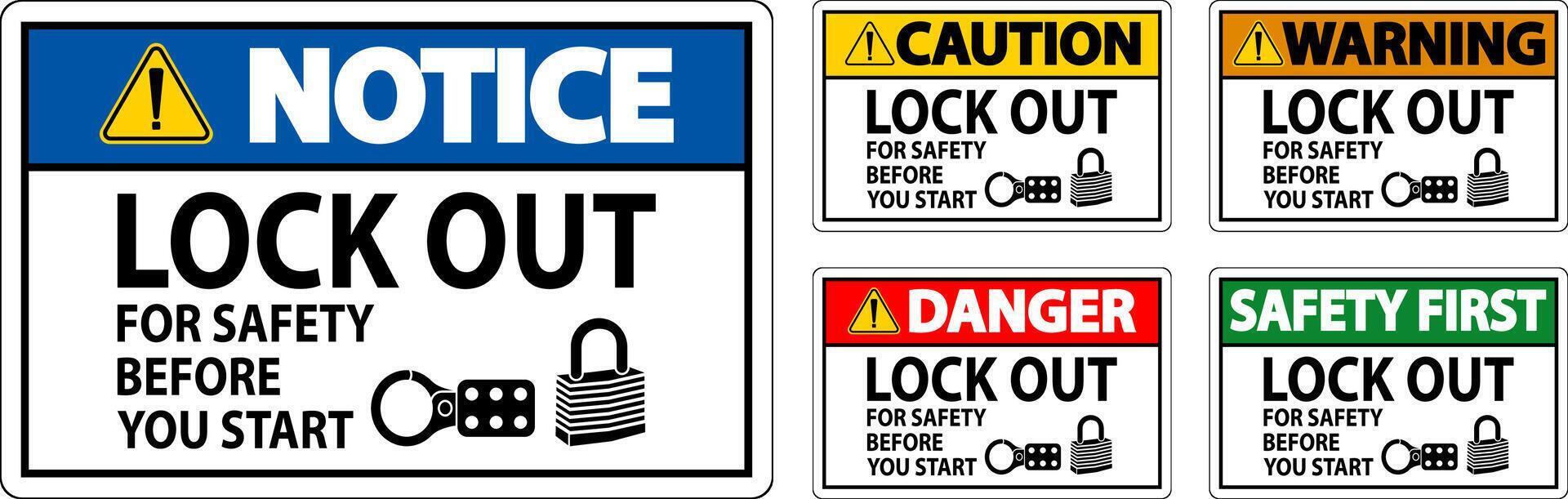 Caution Sign, Lock Out For Safety Before You Start vector