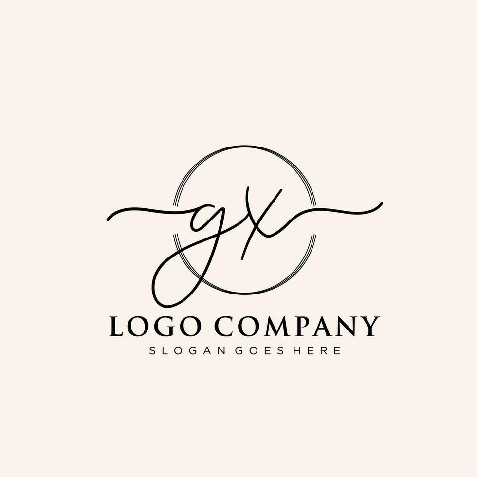 Initial GX feminine logo collections template. handwriting logo of initial signature, wedding, fashion, jewerly, boutique, floral and botanical with creative template for any company or business. vector