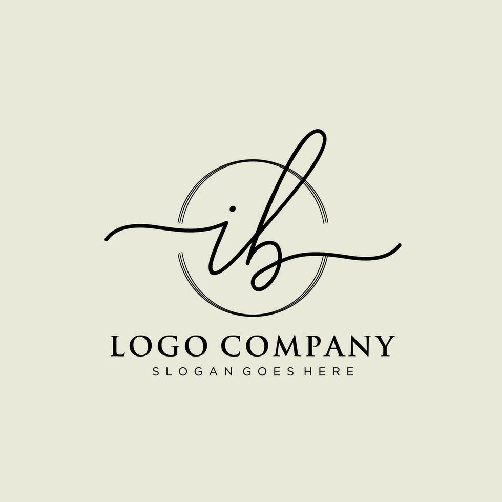 inicial ib femenino logo colecciones modelo. escritura logo de inicial firma, boda, moda, joyería, boutique, floral y botánico con creativo modelo para ninguna empresa o negocio. vector