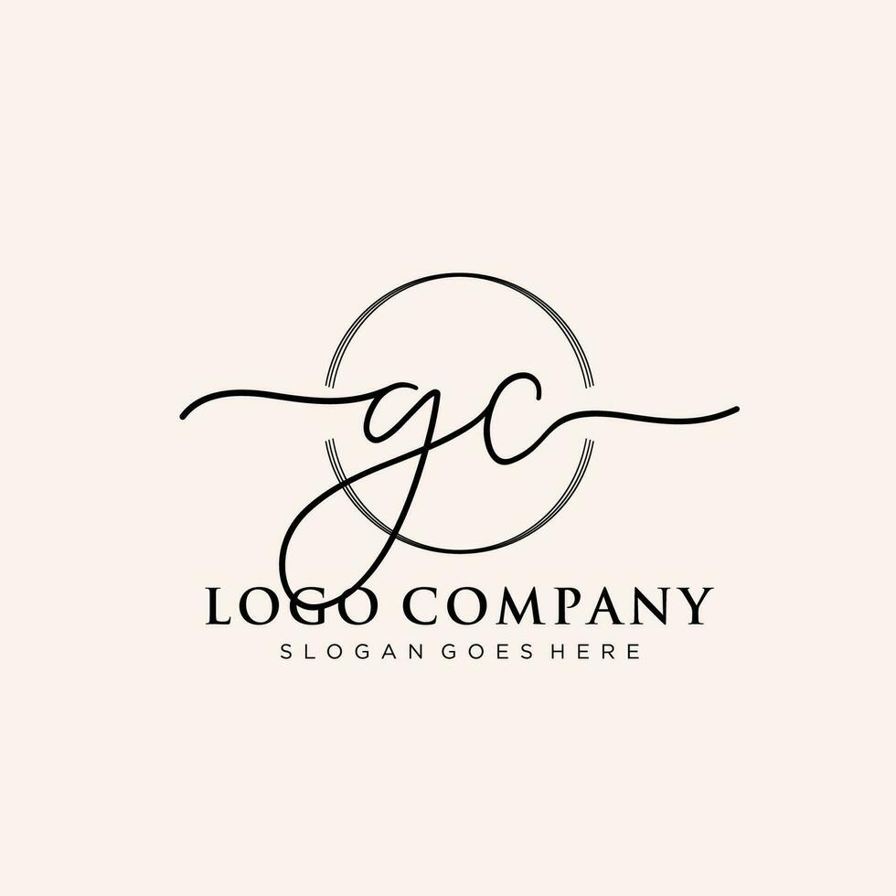 Initial GC feminine logo collections template. handwriting logo of initial signature, wedding, fashion, jewerly, boutique, floral and botanical with creative template for any company or business. vector