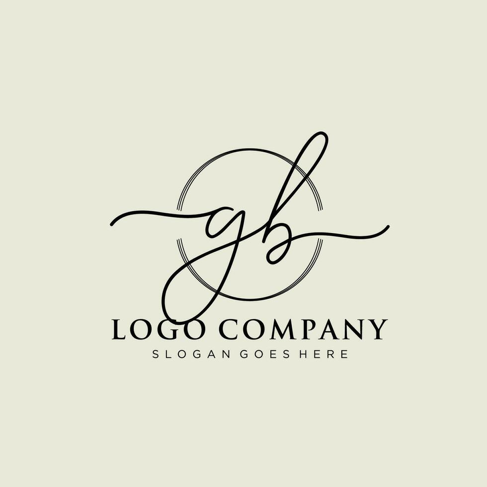 Initial GB feminine logo collections template. handwriting logo of initial signature, wedding, fashion, jewerly, boutique, floral and botanical with creative template for any company or business. vector