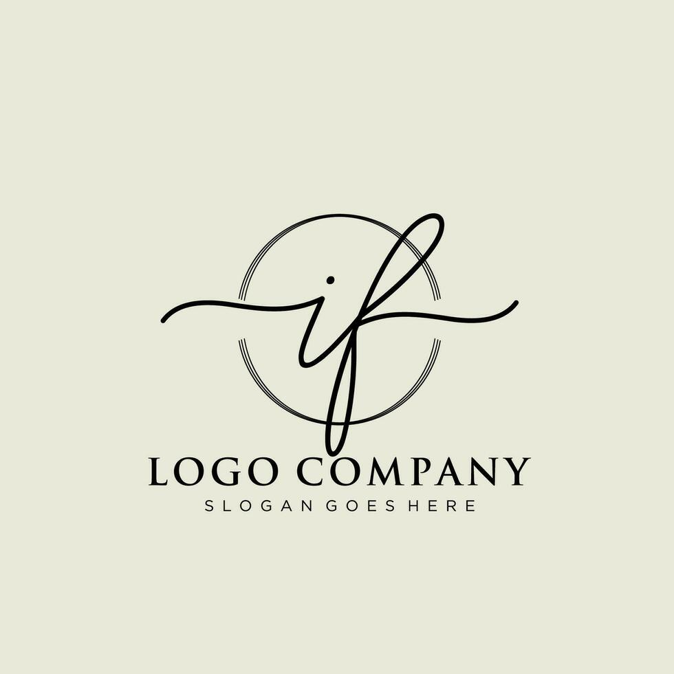 Initial IF feminine logo collections template. handwriting logo of initial signature, wedding, fashion, jewerly, boutique, floral and botanical with creative template for any company or business. vector