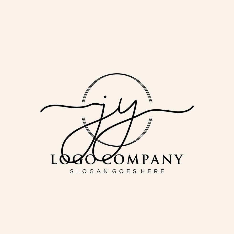 Initial JY feminine logo collections template. handwriting logo of initial signature, wedding, fashion, jewerly, boutique, floral and botanical with creative template for any company or business. vector
