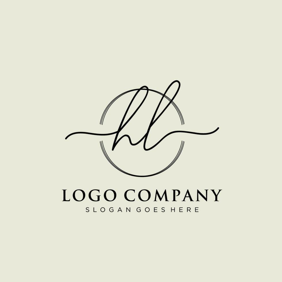 Initial HL feminine logo collections template. handwriting logo of initial signature, wedding, fashion, jewerly, boutique, floral and botanical with creative template for any company or business. vector