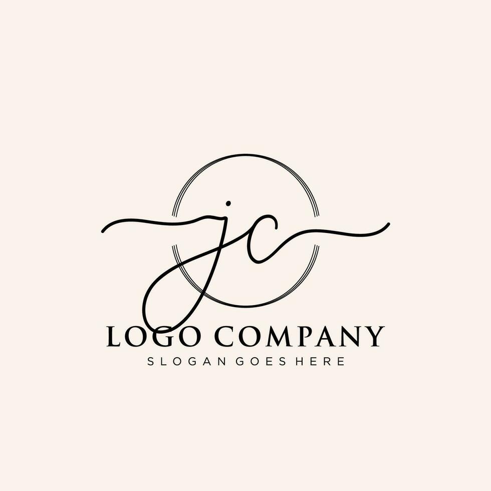 Initial JC feminine logo collections template. handwriting logo of initial signature, wedding, fashion, jewerly, boutique, floral and botanical with creative template for any company or business. vector
