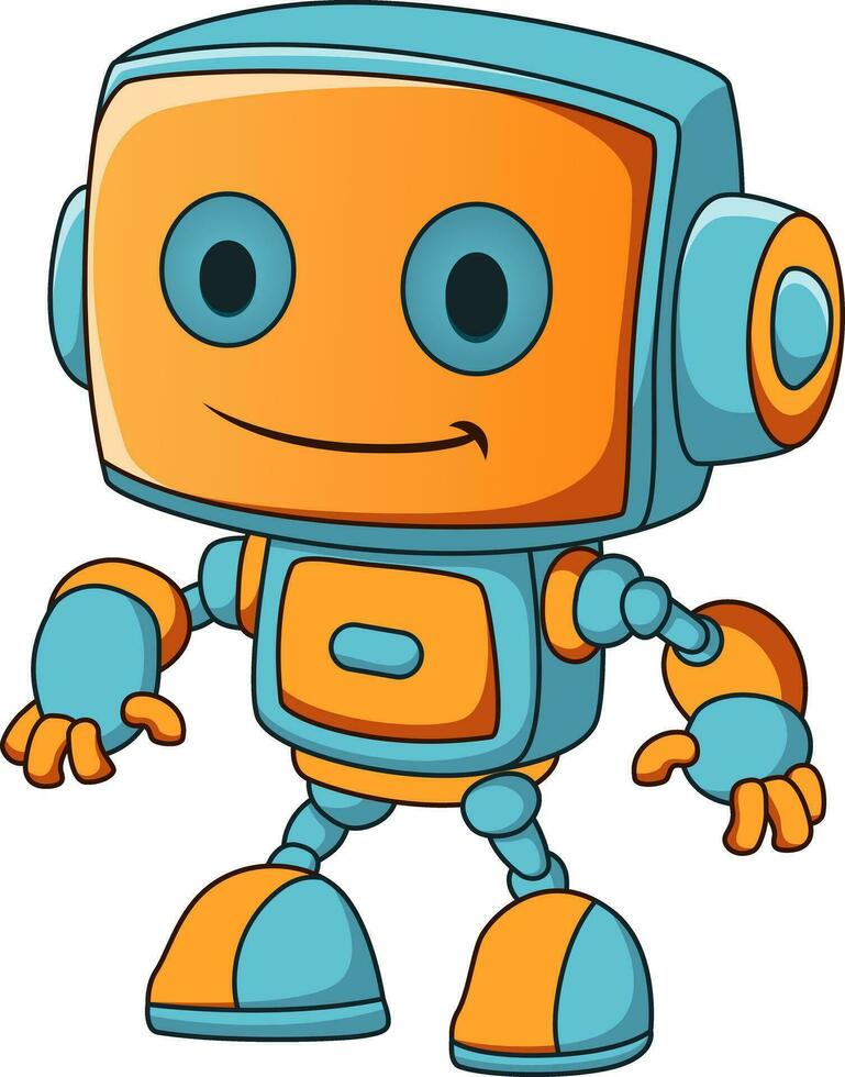 Cute robot character cartoon mascot vector