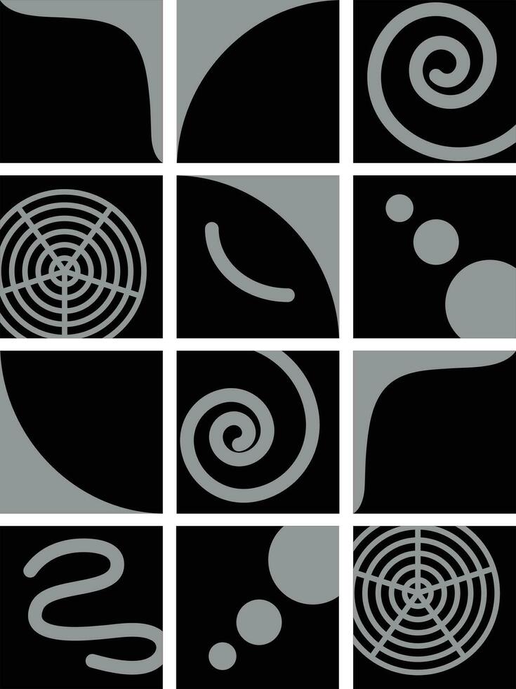 spiral boundary pattern black and white vector design