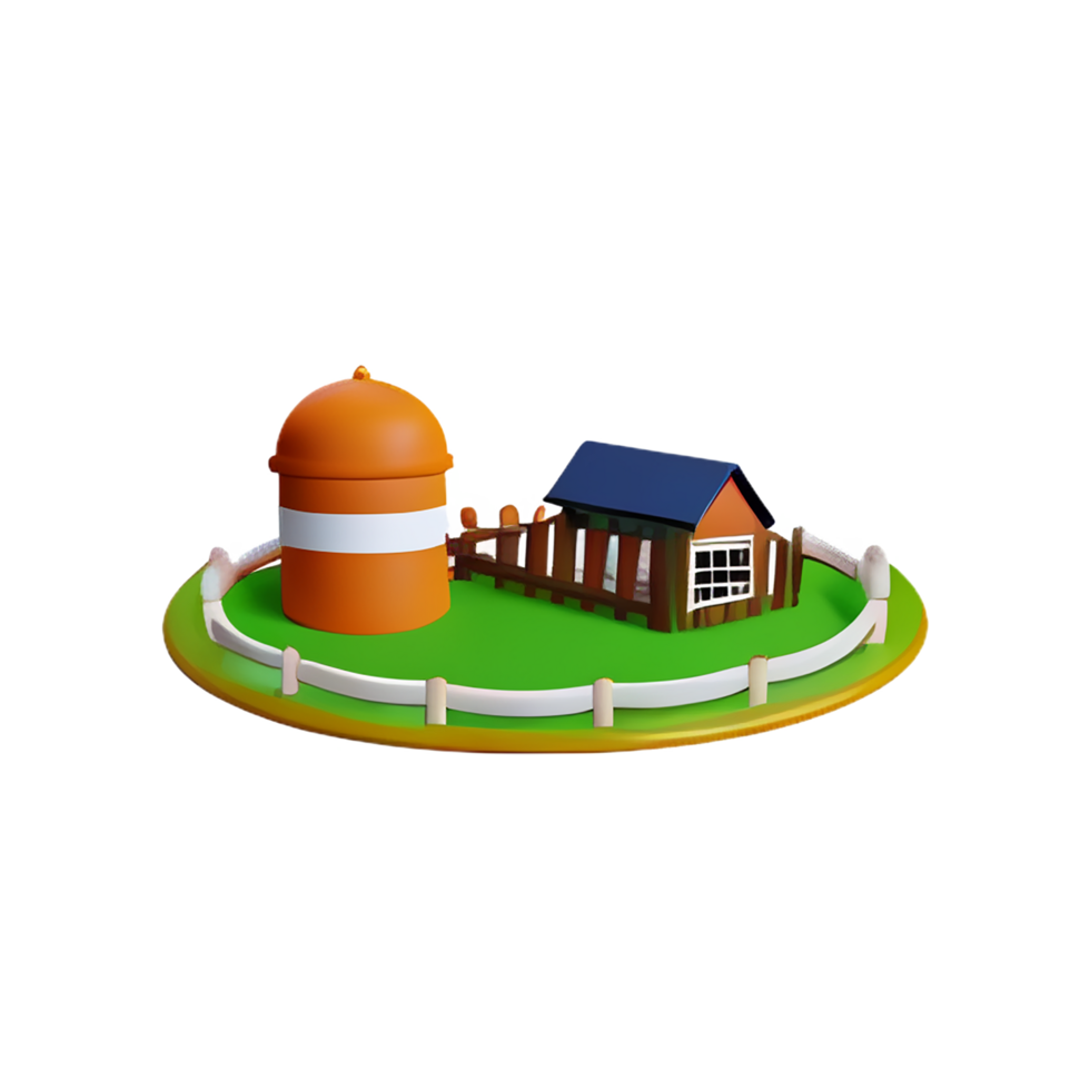 farm 3d rendering icon illustration png