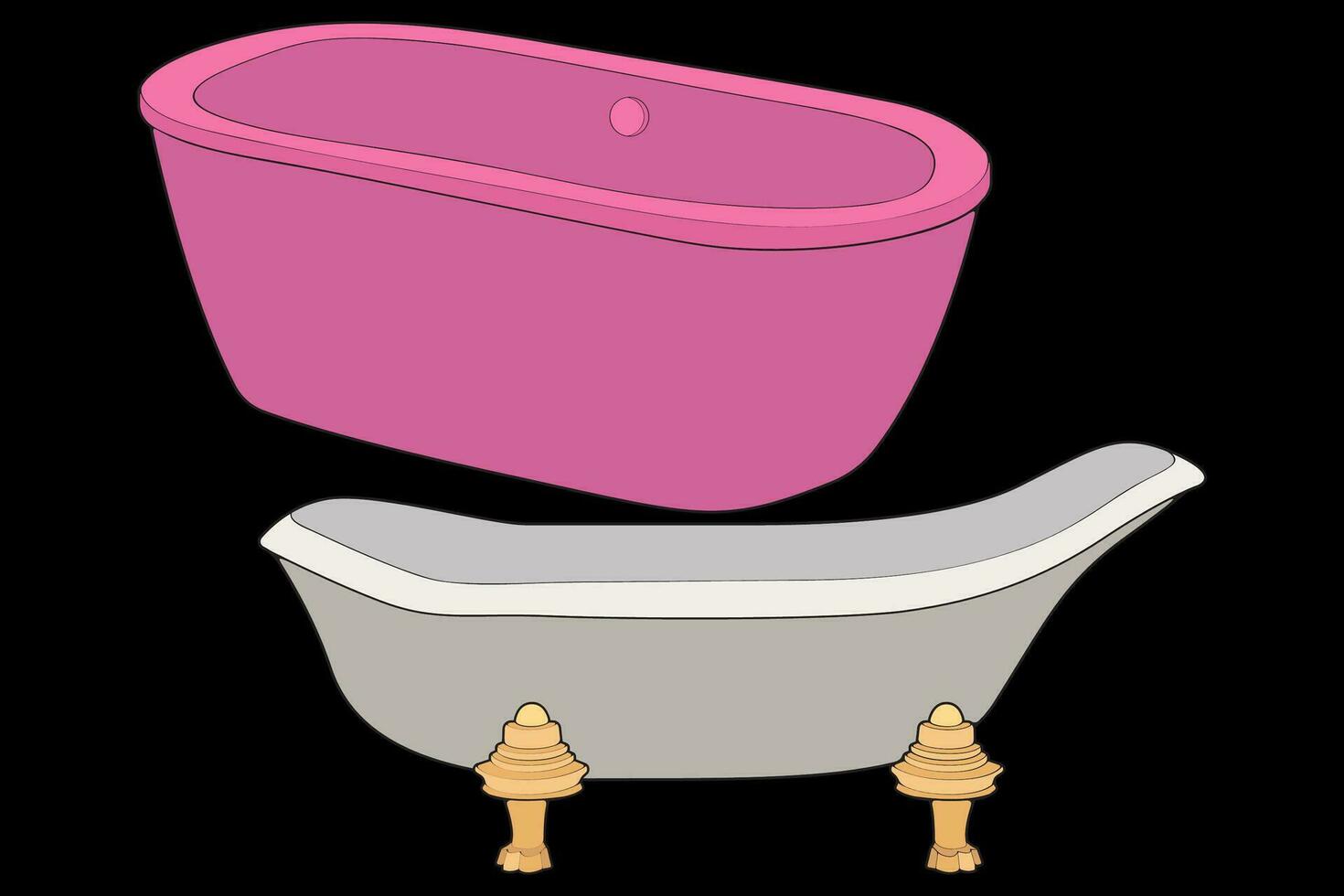 Set of colorful bathub vector. Bathtub bath icon vector concept. colorful bathub icon. Bathub and Shower Vector. Illustration Vector graphic of bathub. Bathroom Element Symbol.