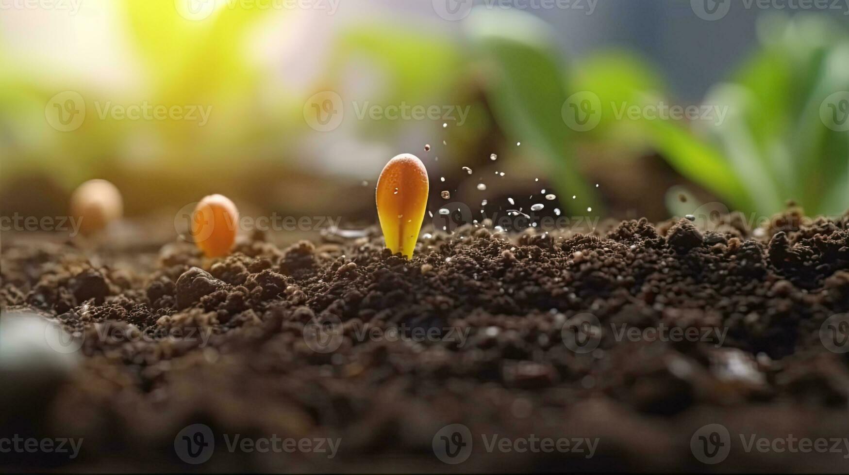 Germinating Seeds of Vegetable on the Earth in various seasons, AI Generated photo