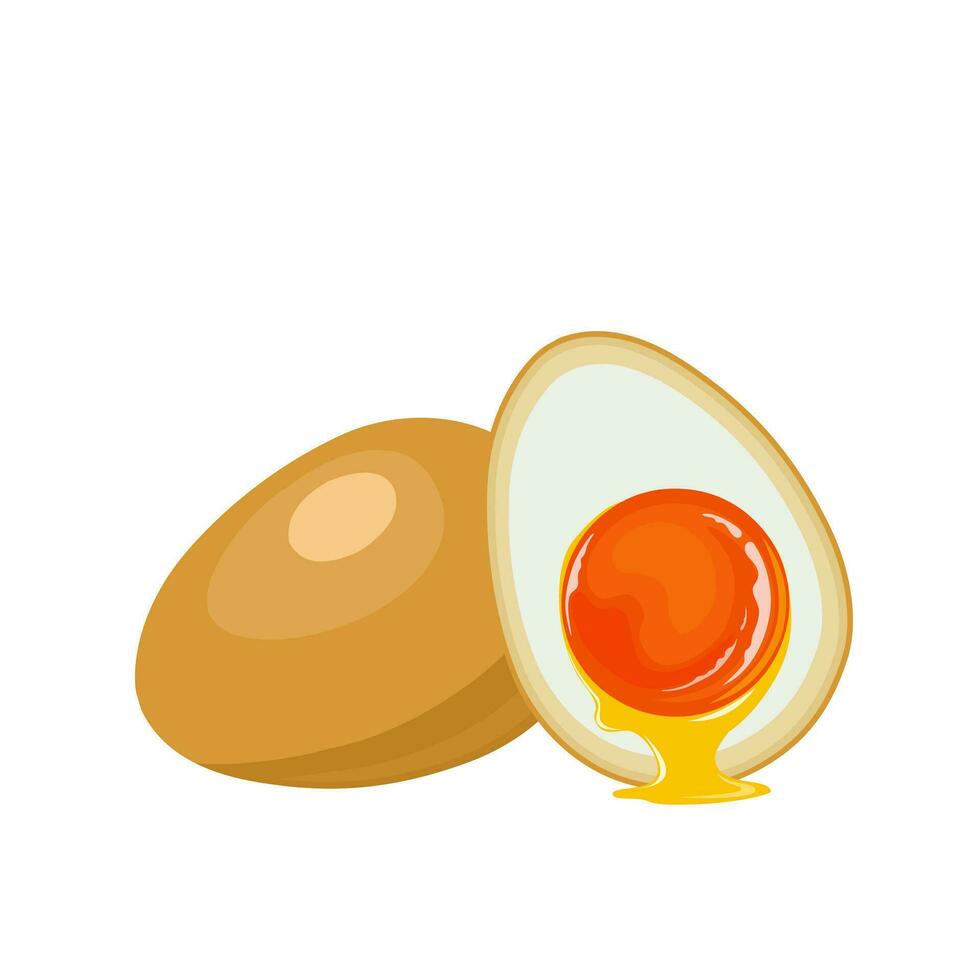 Vector illustration, ramen egg, known as Ajitsuke Tamago or Ajitama in Japanese, isolated on white background.