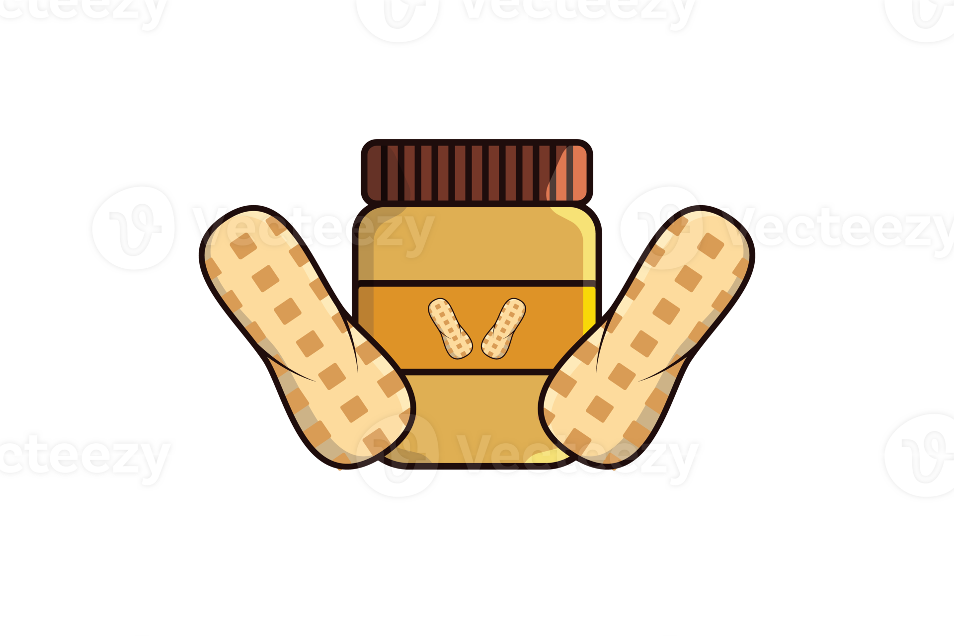 Peanut Butter Jar with Peanuts illustration. Food object icon concept