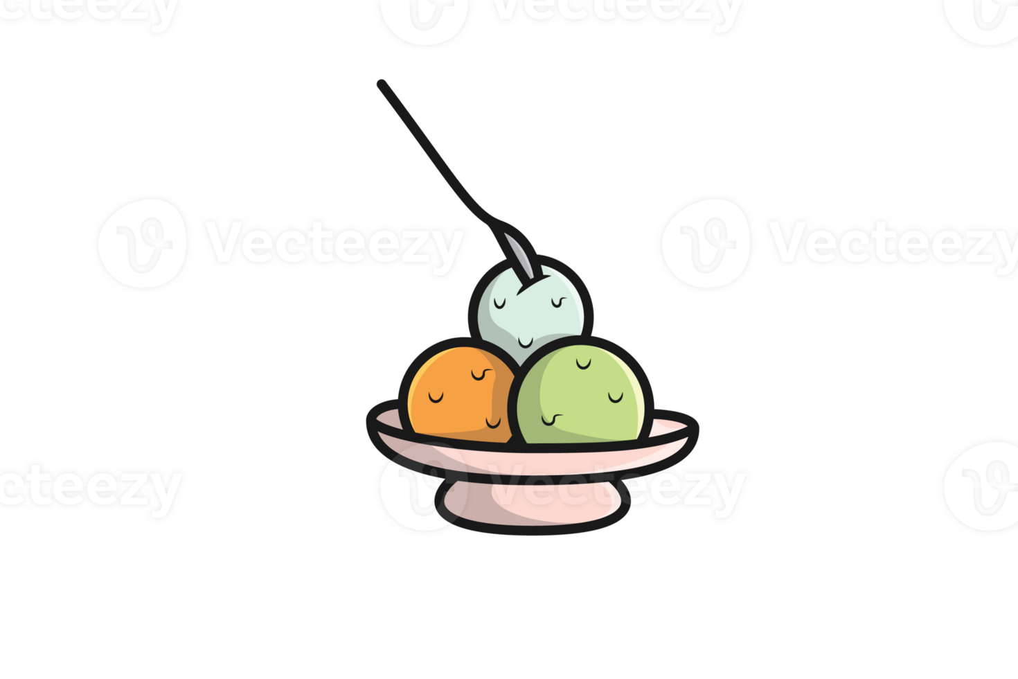 Melting Ice cream with tree scoops illustration. Summer Ice Cream Scoop, Summer and Ice Cream icon concept. Ice cream plastic cups design. png