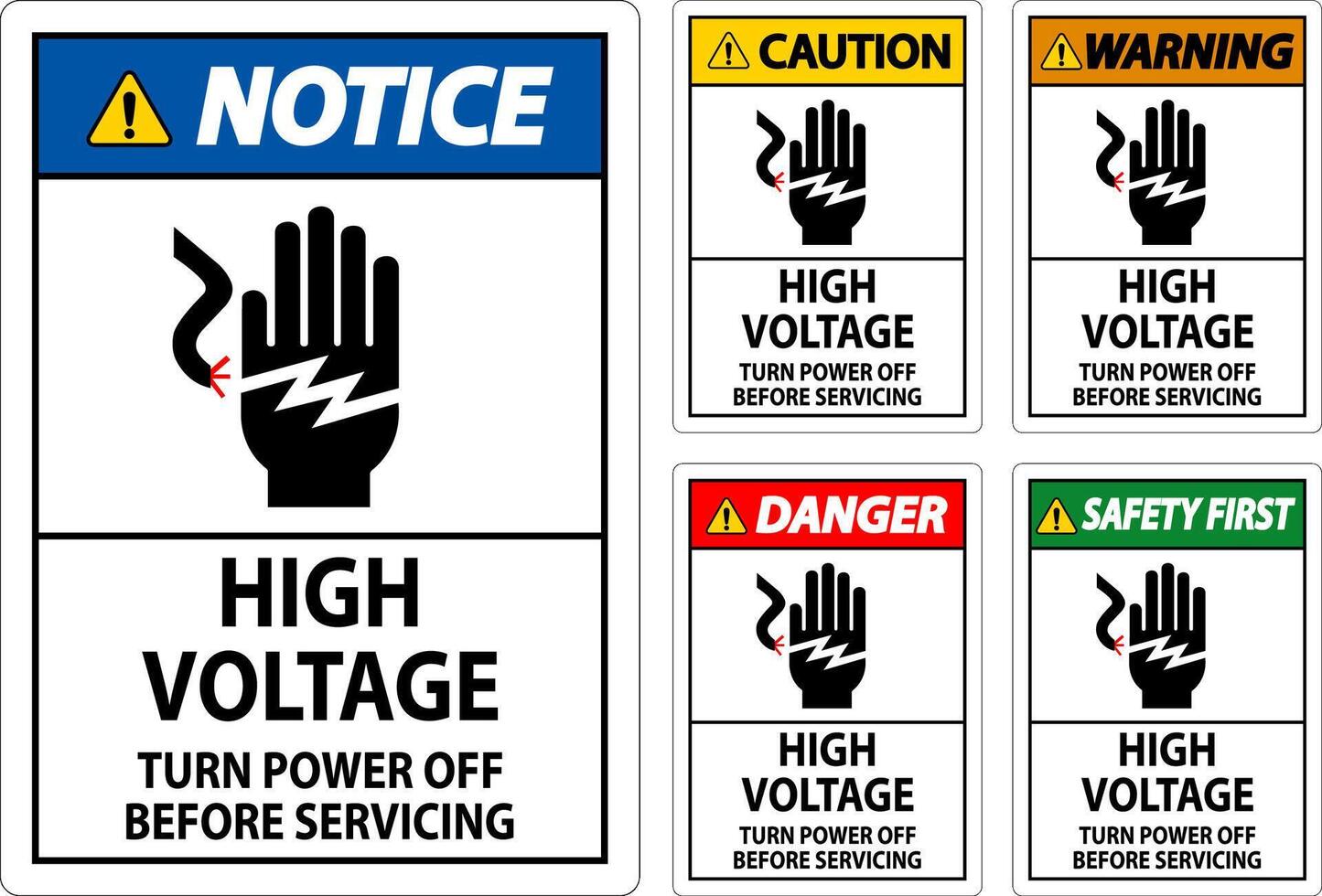 Danger Sign High Voltage - Turn Power Off Before Servicing vector