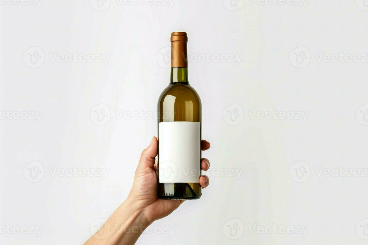 Man hand wine bottle. Generate Ai photo