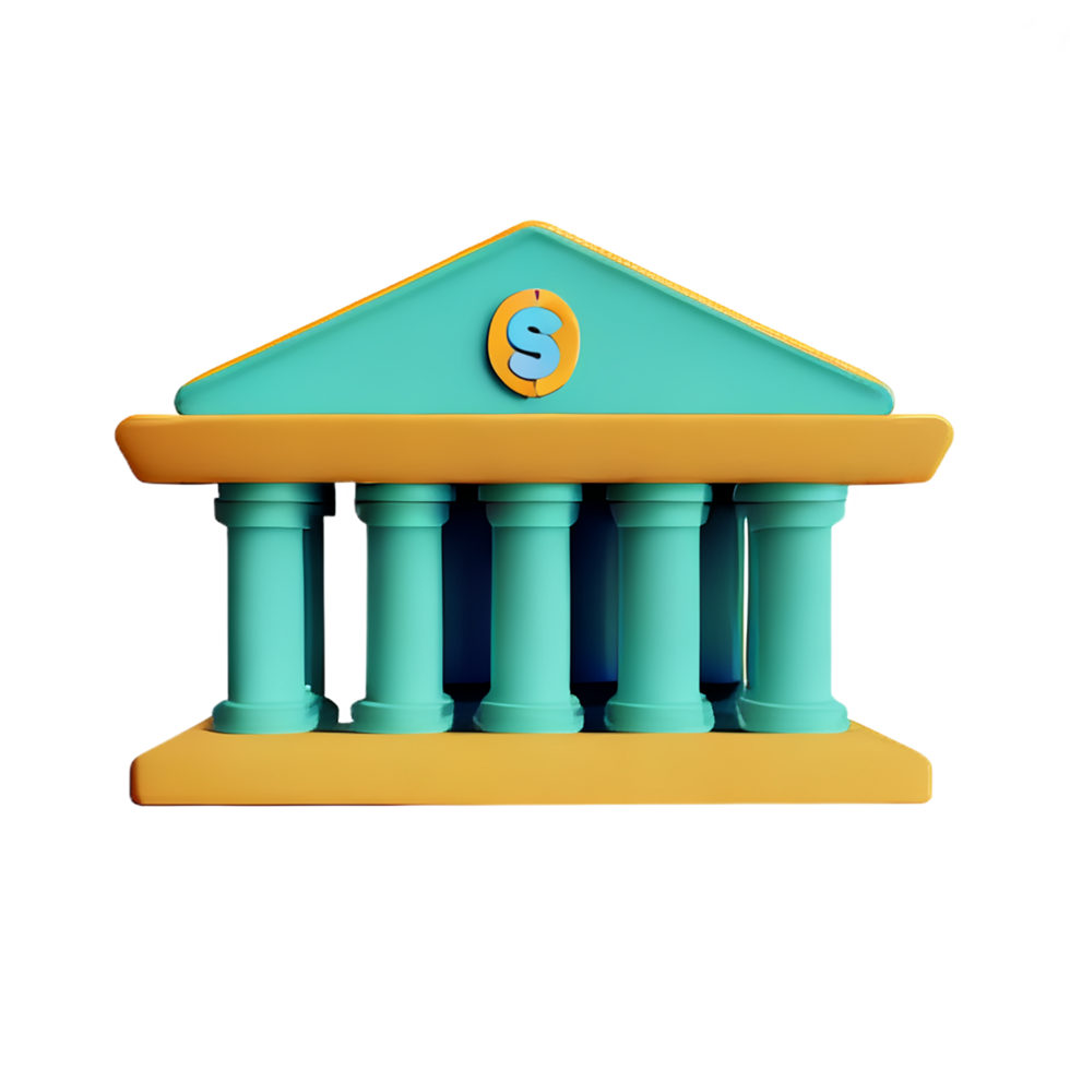 banco 3d representación icono ilustración png