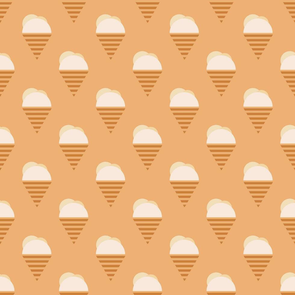 Seamless geometric pattern with ice cream on pink background. Vector print for fabric background, textile