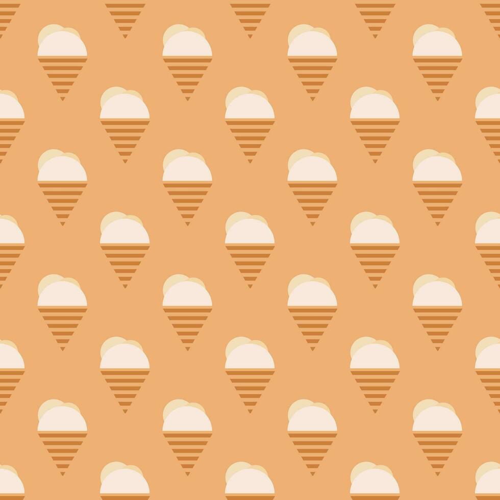 Seamless geometric pattern with ice cream on pink background. Vector print for fabric background, textile